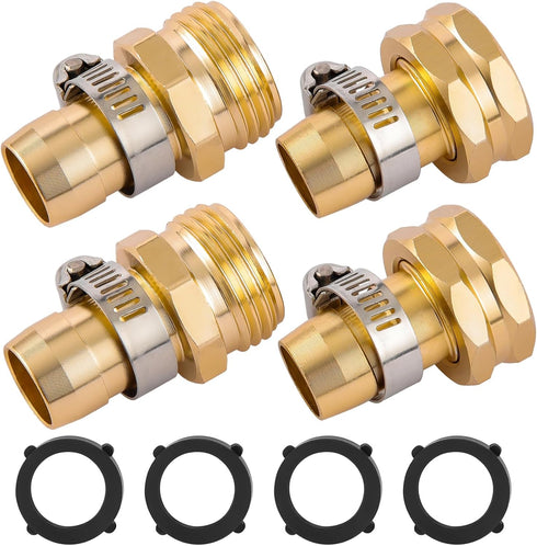 Garden Hose Repair Connector with Clamps, Fit for 3/4" or 5/8" Garden Hose Fitting, 2 Set...