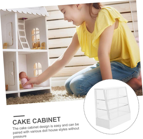 Toyvian Dollhouse Cake Cabinet Display Shelves Ornament Display Cabinet Kitchen Cabinets Decor Display Shelf Furniture Models Mini Cake Cabinet Sm...