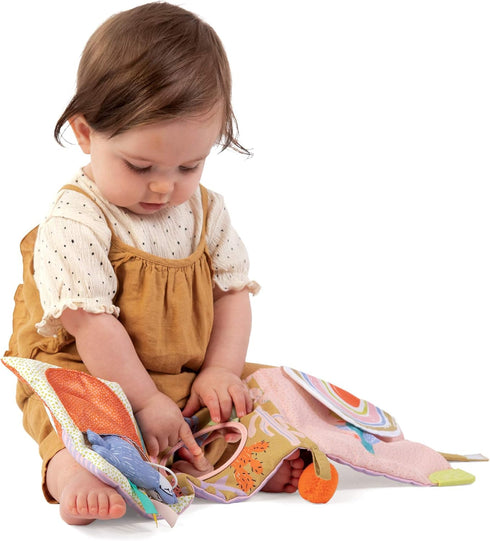Manhattan Toy Llama Themed Soft Baby Activity Book with Squeaker, Crinkle Paper and Baby-safe Mirror Small...