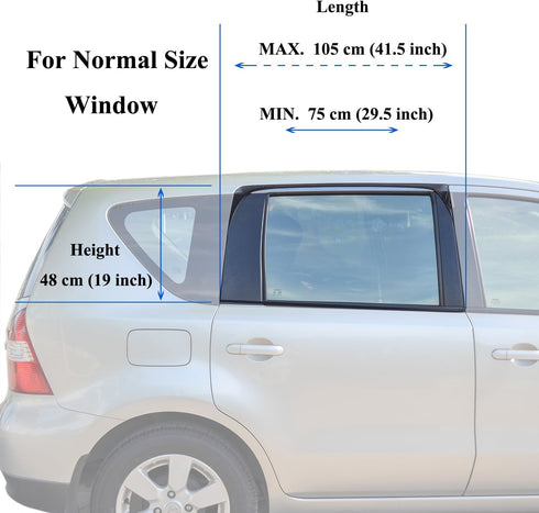 TFY Universal Car Rear Side-Door Square-Window Sunshades - for Vehicles with Side Windows 29.5Inch - 41.5Inch W x 19Inch H (Regular Rectangular Wi...