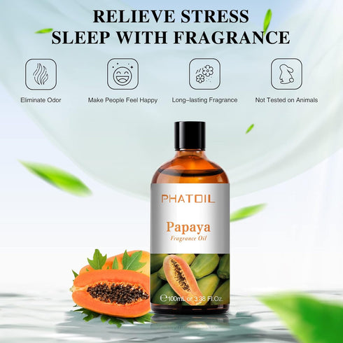3.38FL.OZ Papaya Fragrance Oils for Aromatherapy, Essential Oils for Diffusers for Home, Perfect for Diffuser, Yoga, Skin Care, DIY Candle and Soa...