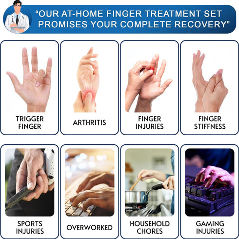 Simplation Trigger Finger Splint and Ice Pack (2+2 Set) for Pain Relief, Knuckle Immobilization, Straightening Arthritis, Injured Mallet Finger, F...