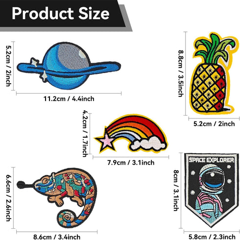 40Pcs Iron on Patches Variety Pack, Large Embroidered Applique Iron on Patch for Clothes, Hats, Jeans, Backpacks, Etc...