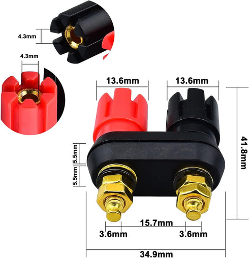 onelinkmore 2-Way Banana Plug Jack Socket Binding Post Video Speaker Terminal Connectors Dual Insulated Terminal Binding Post 4mm Banana Plug Fema...