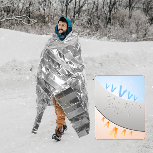 6 Pack Emergency Mylar Blanket, Emergency Blanket Space Blanket Survival Rescue Insulating Reflective foil kit Outdoors Hiking Camping Blanket Per...