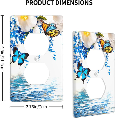 Butterfly Flower Single Duplex Outlet Light Switch Plate Cover Decor Wall Plate Cover For Home Bedroom Kitchen Decorative 4.5 * 2.76 Inch...