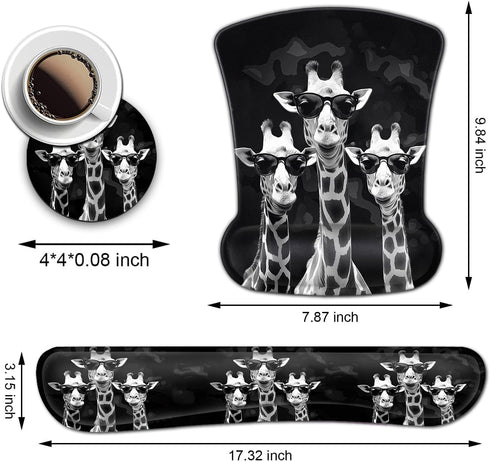 Rectangular Mouse Pad Wrist Protector-Printed with Cool Giraffes, Ergonomically Non-Slip Rubber Comfortable Computer Keyboard Wrist Rest Desktop D...