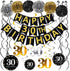 Black & Gold Glittery Happy 30th Birthday Banner,Poms,Sparkling 30 Hanging Swirls Kit for 30th Birthday Party 30th Anniversary Decorations Supplie...