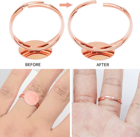 SUMERSHA 50pcs Blank Rings Adjustable Flat 12mm Base Rings Blank Jewelry Findings Components for Making DIY Crafts, 5 Colors...