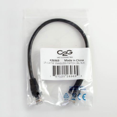 Legrand - C2G Cat5e Ethernet Cable, Snagless Unshielded Cat5e Patch Cable, 5 Foot Snagless UTP Ethernet Cable, Black Ethernet Network Patch Cable,...