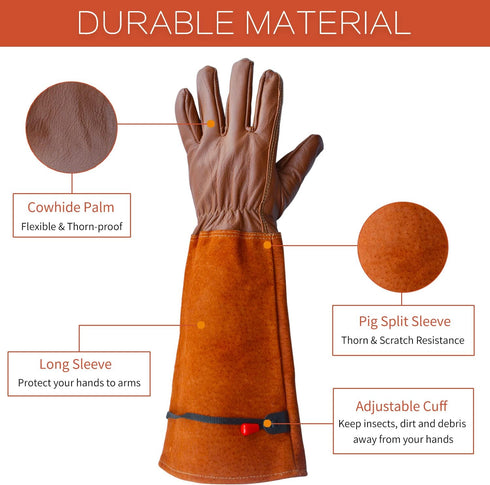 Gardening Gloves, Professional Puncture Proof Gloves for Rose Pruning & Cactus Trimming, Long Leather Garden Gloves Gifts for Women & Men- Full Gr...