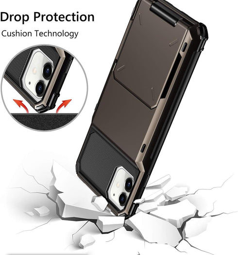 Vofolen Case for iPhone 11 Case Wallet 4-Card Holder ID Slot Flip Door Hidden Pocket Anti-Scratch Dual Layer Hybrid TPU Bumper Armor Protective Ha...
