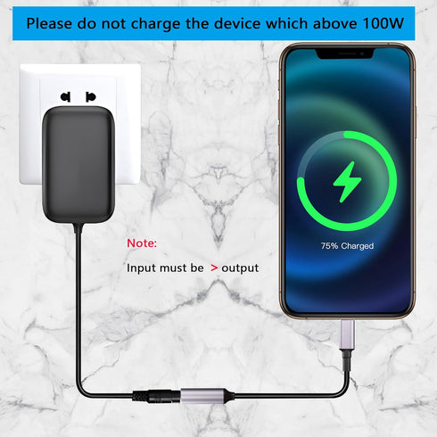 SinLoon PD 100W DC 7.4mm x 5.0mm Female(7.4 x 0.6mm) Input to USB Type C Male Power Charging Cable, 100W DC7450 to Type C Cable with PD Automatic ...