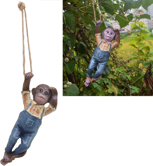 TOPINCN Swinging Monkey Outdoor Statue Ceremony Supplies Unity Candles Ornament, Tree Hanging Sculpture Animal Figurines for Garden Lawn Patio Yar...