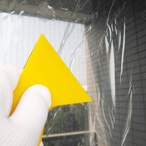 Yellow Plastic Scraper Tool Car Vinyl Wrap Squeegee Window Film Squeegee for Removing Air Bubbles, or Removing Glass Decals 4Pack...