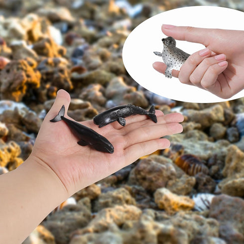 6PCS Plastic Whales Mini Ocean Animals Figurines Mini Whale Sea Animals Figures Realistic Miniature Sea Creatures Cake Topper Toy Set with Whales ...