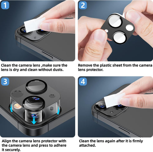 Korecase 2 Pack Camera Lens Protector for iPhone 13 & iPhone 13 Mini, 3D Aluminum Metal Lens Film,9H Hardness Tempered Glass Camera Screen Cover,B...
