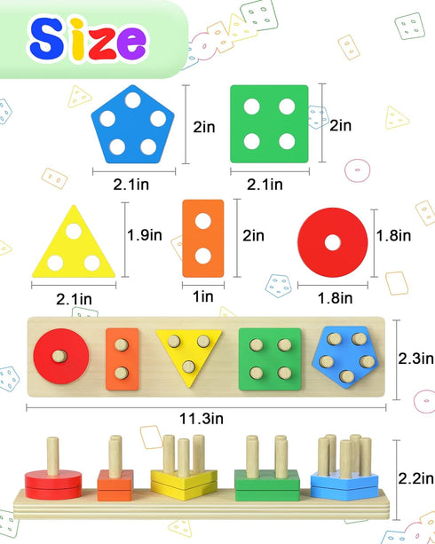 Montessori Toys for 1 2 3 Years Old Boys Girls Birthday Gifts, Wooden Sensory Toys for Ages 2-4 Toddlers Kids Baby, Toddler Learning Toy Activitie...