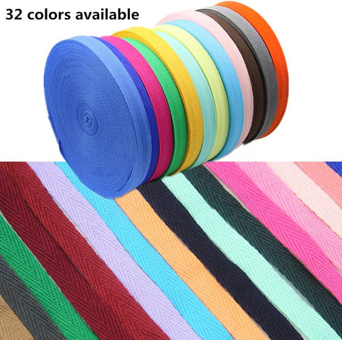 50 Yards Width 3/4inch Cotton Ribbon Herringbone Webbing Trim Fabric Twill Tape Tapestry for Bias Binding Gift Wrapping Embellishment Craft (Black...