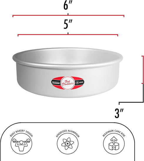 Fat Daddio's Anodized Aluminum Round Cake Pans, 2 Piece Set, 5 x 3 Inch...
