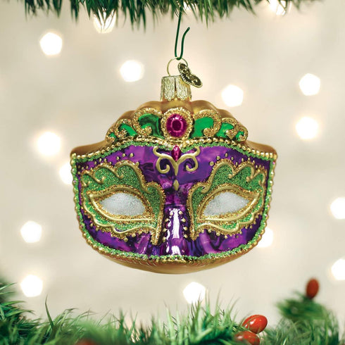 Old World Christmas 36241 Cities, Places and Landmarks Glass Blown Ornaments for Christmas Tree Mardi Gras Mask, 3 X 3 X 2.5...