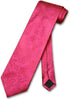Vesuvio Napoli NeckTie HOT PINK FUCHSIA Color Paisley Design Men's Neck Tie, Hot Pink Fuchsia Fuschia, One Size...