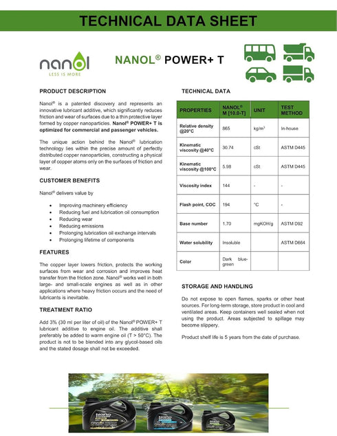 NanoPower+ T High Performance Lubricant Oil Additive for Engine - Reduces Fuel Consumption, Emission and Wear - Improves Machine Efficiency and Li...