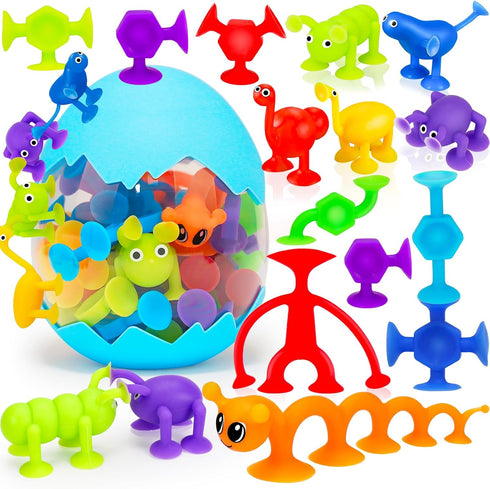 32 PCS Suction Cup Toys Kids Bath Toy Party Favor Goody Prize Stuffer Gift for 2 3 4 5 6 Year Old Boy Girl Toddler Travel Toy Educational Sensory ...