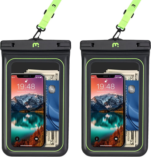 MYBAT PRO 2 Pack IPX8 Waterproof Phone Pouch (XL Size), Cell Phone Dry Bag with Detachable Lanyard, Large Floating Waterproof Phone Case for iPhon...
