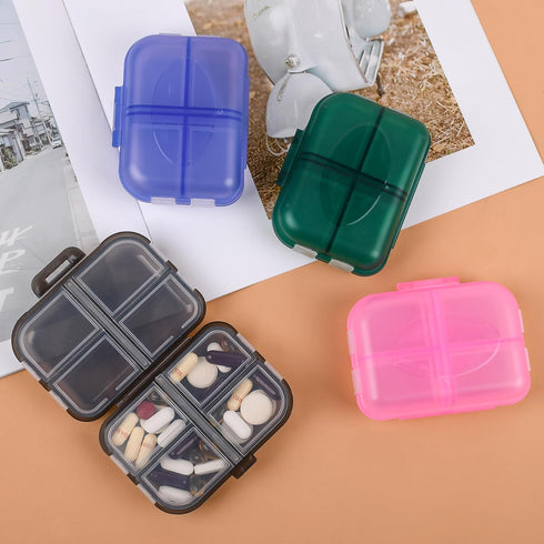 Travel Pill Organizer Small 8 Grid Compartments Pill Holder Box - Portable Medicine Container Case - Daily Weekly Medication Organizer...