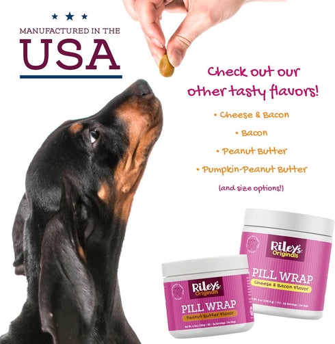 Riley's Pill Wrap for Dogs - Delicious Cheese & Bacon Flavored Pill Paste /Wrap Pills, Capsules, Tablets in a Pocket or Pouch to Mask The Taste & ...