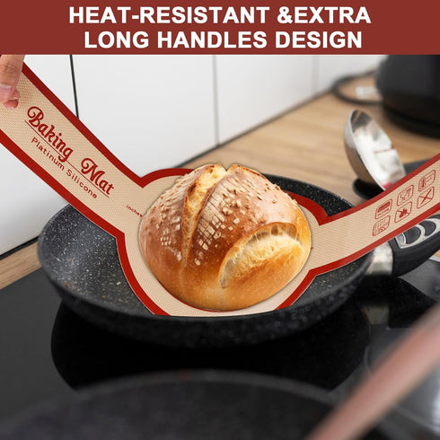 2 Pack Silicone bread sling Easy Clean Reusable Baking Mat Long Handles Baking Mat Transfer Sour Dough Easily Sourdough Non-Stick Surface Silicone...
