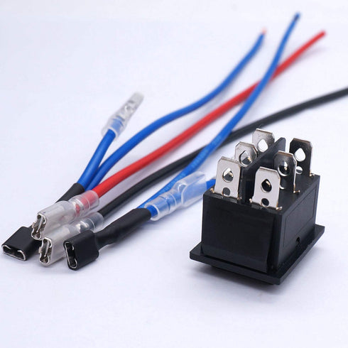 Weideer 12V Polarity Reverse Switch Momentary 6 Pin (ON)-Off-(ON) RV Jack Switch Motor Control Rocker Toggle with Jumper Wires...