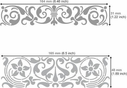 Aleks Melnyk No.355 Metal Stencil, Swirls, Ornaments, Flowers Vine, Patterns, Border, Small Stencil, 1 PC, Template for Wood Burning, Engraving, C...