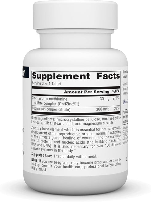 Source Naturals OptiZinc Zinc Methionine Sulfate Complex & Dietary Supplement - 60 Tablets...