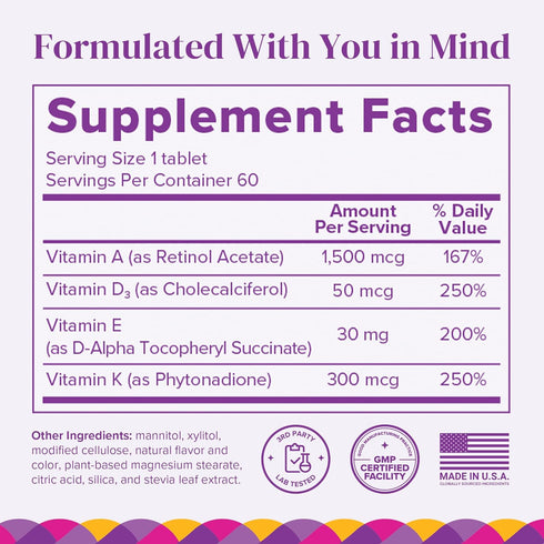 Barimelts ADEK - 60 Fast-Dissolving Tablets (2-Month Supply) - Sugar-Free Bariatric Vitamins for Women Including Vitamin A, Vitamin D, Vitamin E &...