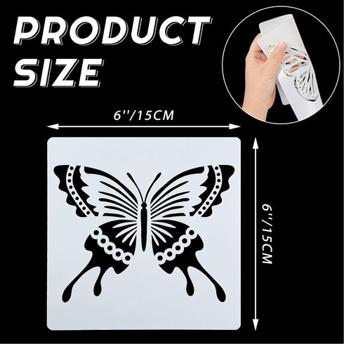 16 Pieces Butterfly Stencils Reusable Butterfly Template Art Painting Stencils for Paint Craft Wall DIY Fabric Floor Home Decor Wood Signs (6 x 6 ...