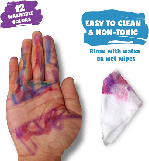 DOODLE HOG Washable Crayons 12 Colors, Kids and Toddler Crayons, Watercolor, Non Toxic, 3 in 1, for Kids Ages 4-8...