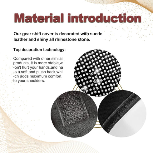 Auto Gear Shift Knob Cover Bling Car Knob Gear Stick Protector PU Leather Shift Gear Cover with Bling Interior Accessories Interior Accessories Un...