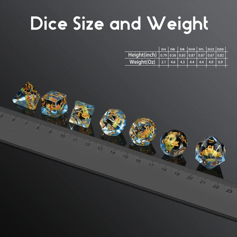 Fish DND Dice, DNDND 7PCS Resin Dice Set with Velvet Bag for Dungeons and Dragons D&D Role Playing Games and Tabletop Games ?Fish DND Dice Set...