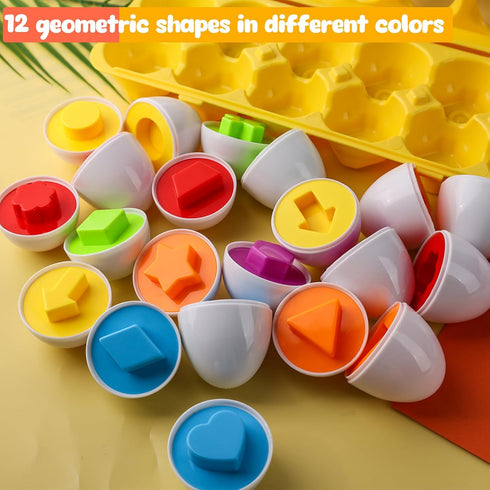 HANSGO 12PCS Matching Eggs shape sorter toy for toddlers 1-3 Educational Toy for Kids Baby Easter Toy Eggs for Boys Girls...