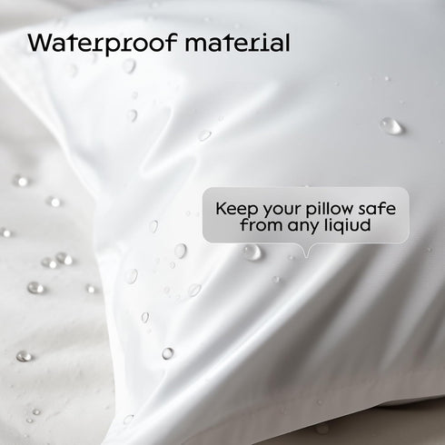 2 Pack Waterproof Pillow Protectors Standard 20x26 Inches Smooth Zipper Premium Encasement Covers Quiet Cases Set White 100% Liquid Protection...