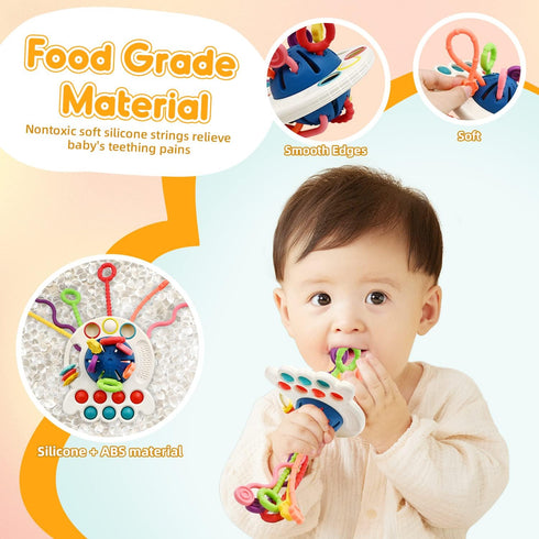 AiTuiTui Sensory Montessori Baby Toys 6 to 12 Months, Toddler Travel Toys for 1 2 Year Old Boy Girl Birthday Gifts, Soft Pull String Fidget Educat...