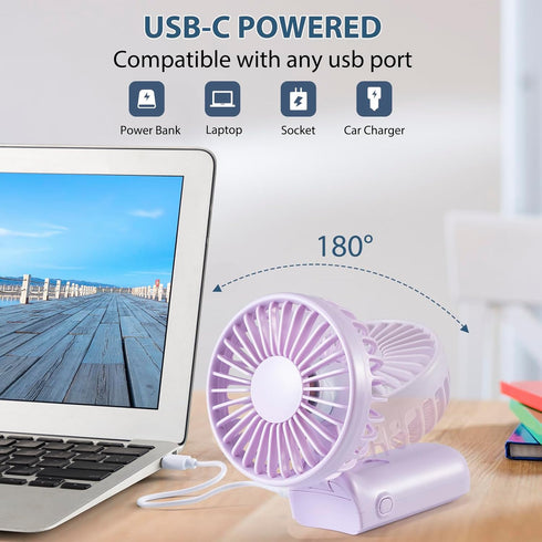 Handheld Mini Fan, Handheld/Neck/Desk 3 in 1 Small Portable Fan USB Rechargeable, 3000mAh Battery Operated Fan with LED Display, 180° Foldable Fan...