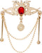 Knighthood Gold Dragon With Red Stone and Hanging Chain Metal Lapel Pin Brooch for Men...