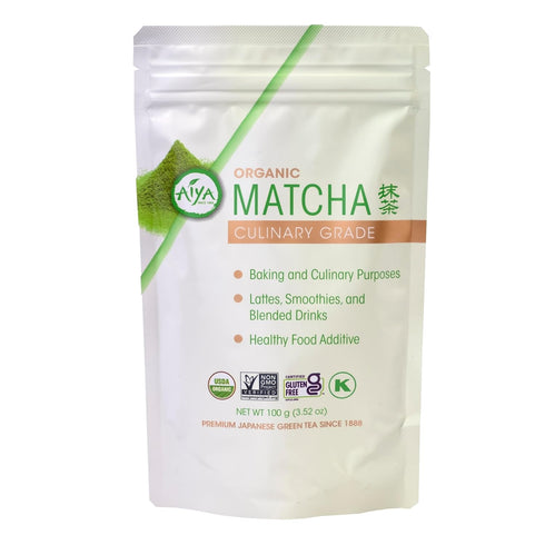 Aiya Certified USDA Organic Culinary Grade Matcha Green Tea Powder - Ideal for Baking, Lattes, Smoothies - Gluten-Free & Non-GMO - 100g Bag (3.53 ...