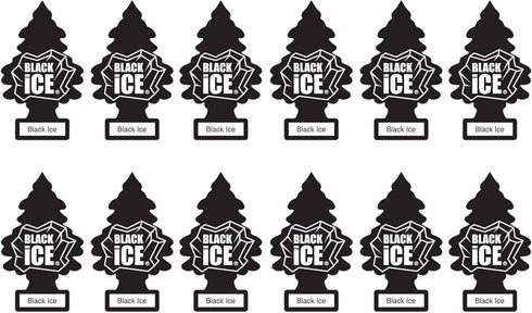 LITTLE TREES Car Air Freshener | Hanging Paper Tree for Home or Car | Black Ice | 12 Pack...