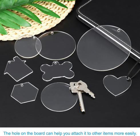 PATIKIL Acrylic Hearts Discs, 10 Pack Plastic Clear Blank Christmas Tree Ornament Keychain Transparent Pendant Hanging Decoration for Custom DIY 5...