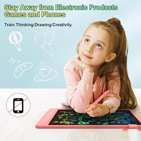 LCD Writing Tablet for Kids, 12.9 Inch Colorful Toddler Doodle Board Tablet, Erasable Drawing Pad, Learning Toy for 3-8 Years Old Boys Girls - Chr...