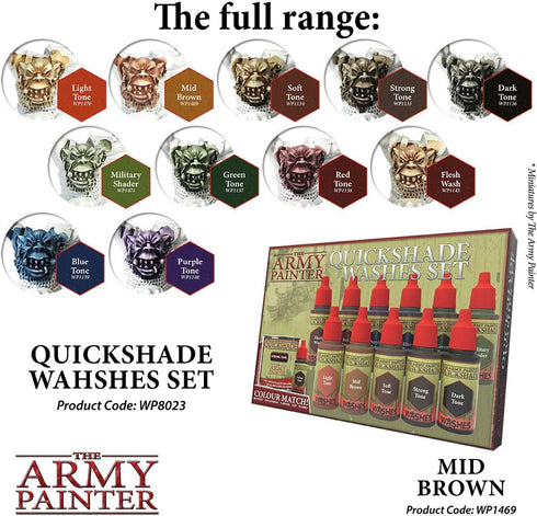The Army Painter Mid Brown Quickshade Wash - Non-Toxic Lightly Pigmented Water Based Wash Paint for Tabletop Roleplaying, Boardgames, and Wargames...